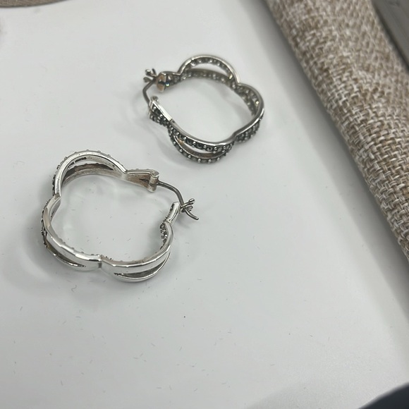 Unique Vintage Sterling Silver Earrings adorned with Marcasite & CZ - Picture 13 of 14